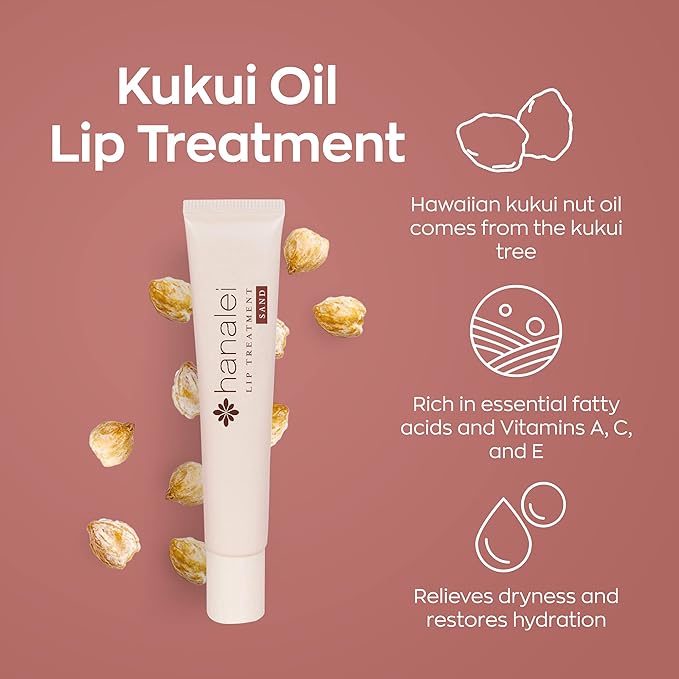 Hanalei Lip Treatment for Dry, Chapped Lips – Intensive Overnight Moisturizer with Kukui Oil, Shea Butter & Grapeseed Oil – Hydrating Balm for Healing Cracks – Natural Nude Tint, 15g – Cruelty-Free-VivaGrace Women