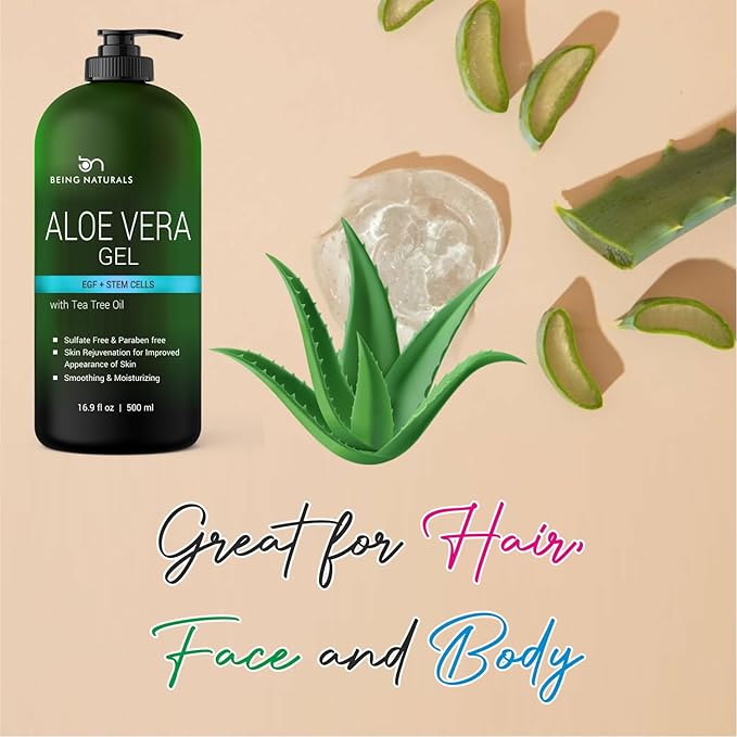 Aloe vera Gel - from 100% Pure Organic Aloe Infused with EGF, Stem Cell, Rosemary Oil - Natural Raw Moisturizer for Face, Body, Hair. Perfect for Sunburn, Acne, Razor Bumps 16.9 fl oz-VivaGrace Women