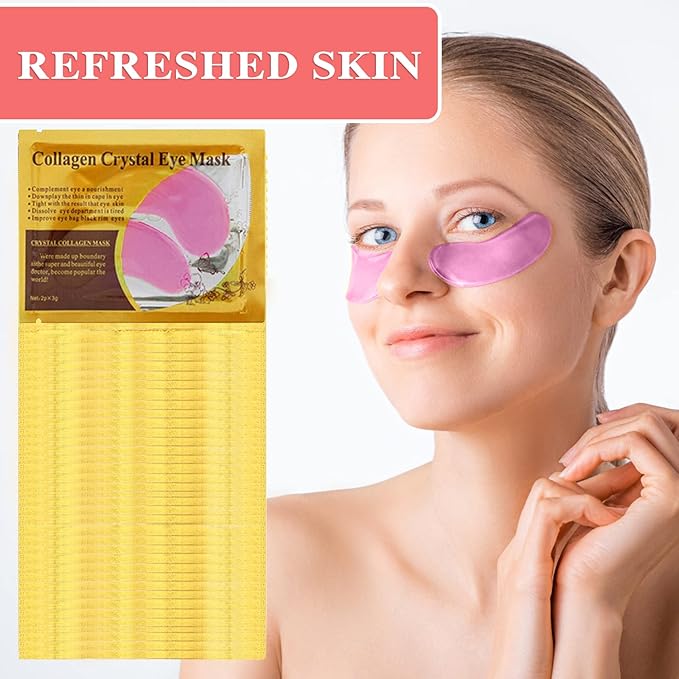 30 Pairs 24K Pink Under Eye Patches,Crystal Collagen Under Eye Mask,Puffy Eyes and Dark Circles Treatments,Moisturising&Hydrating Under Eye Patch Pads for Reducing Fine Lines Eye Bags(Pink)-VivaGrace Women