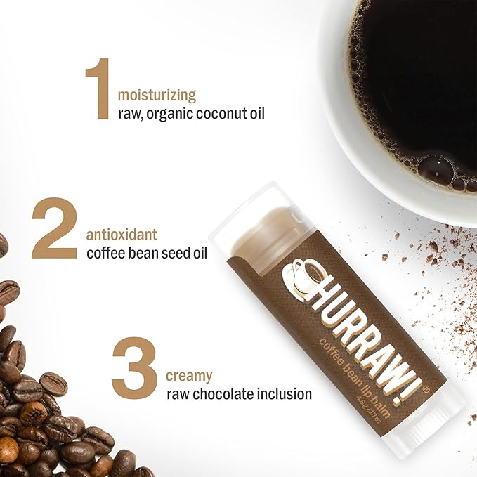 Hurraw! Coffee Bean Lip Balm: Organic, Certified Vegan, Cruelty and Gluten Free. Non-GMO, 100% Natural Ingredients. Bee, Shea, Soy and Palm Free. Made in USA-VivaGrace Women