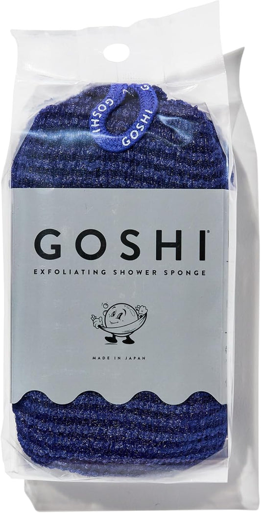 GOSHI Exfoliating Shower Sponge - Rip-Resistant, Rapid-Drying Exfoliating Bath Sponge for All Skin Types - Indigo Blue - Made in Japan-VivaGrace Women