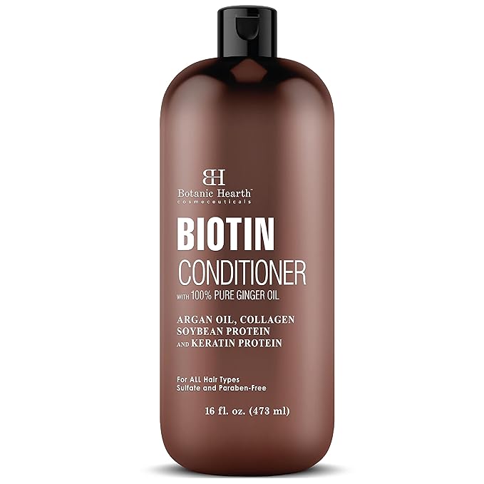 Botanic Hearth Biotin Conditioner With Ginger Oil & Keratin | For Hair Growth |With Turmeric Extract, Argan Oil, Tea Tree Oil & Vitamin E | Sulphate & Paraben Free | 16 Fl Oz-VivaGrace Women