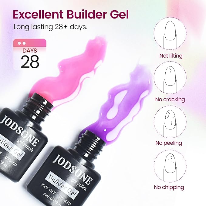 JODSONE Builder Gel Nail Kit with U V Light Base Top Coat 21 Colors High Shine Builder Gel and 100 PCS Extension Stickers-VivaGrace Women