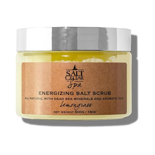 Salt Cellar Spa Energizing Lemongrass Salt Scrub - Awaken Your Skin with Dead Sea Minerals - Revive, Refresh, and Rejuvenate - Made in Israel, Cruelty-Free, 18 oz.-VivaGrace Women