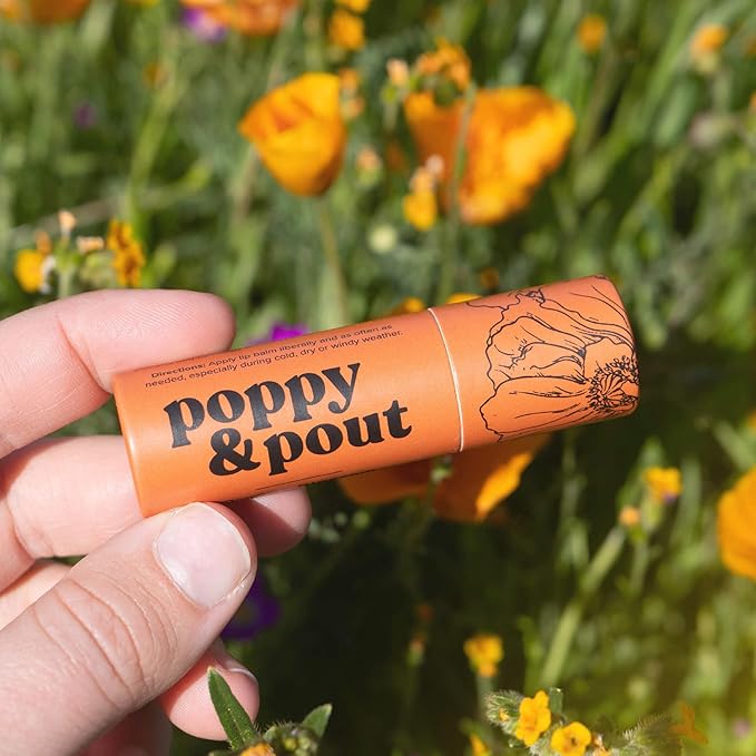 Poppy & Pout Orange Bloom Jumbo Lip Balm | All Natural Lip Balms & Moisturizers | Hydrates with Beeswax, Vitamin E, Organic Coconut Oil | Cruelty-Free | Lip Balm in Recyclable Cardboard Tube-VivaGrace Women