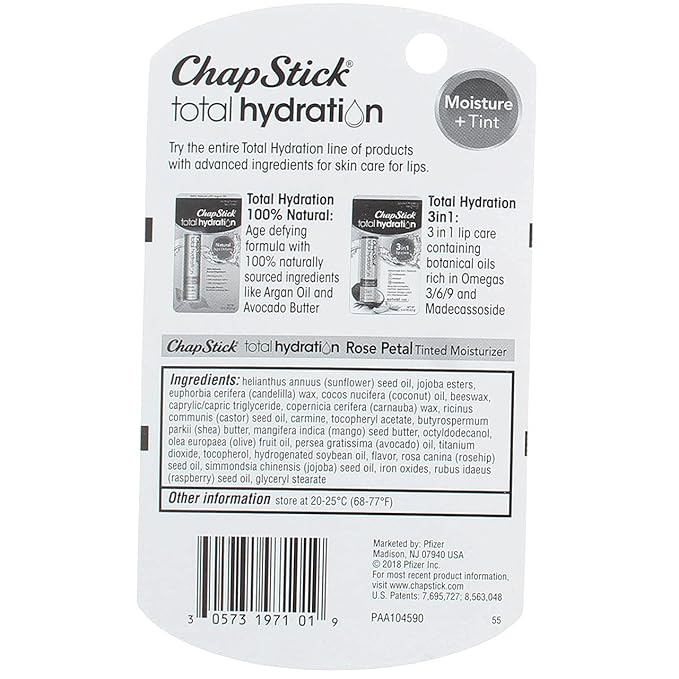 ChapStick Total Hydration Rose Petal 0.12 oz (Pack of 2)-VivaGrace Women