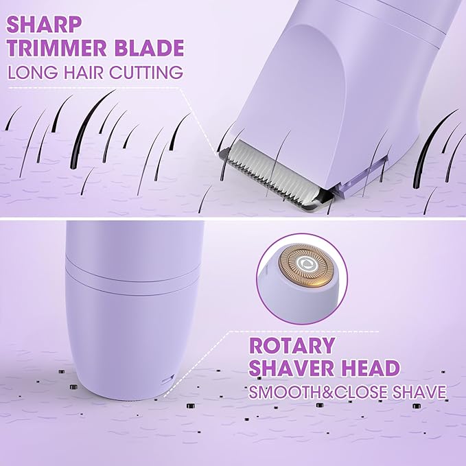 Bikini Trimmer Electric Razors for Women,3 in 1 Body Hair Removal Kit for Face,Pubic,Arm, Leg, Armpit, Bikini Trimmer,Painless IPX6 Waterproof Rechargeable Portable Lady Shavers Wet & Dry Gifts-VivaGrace Women