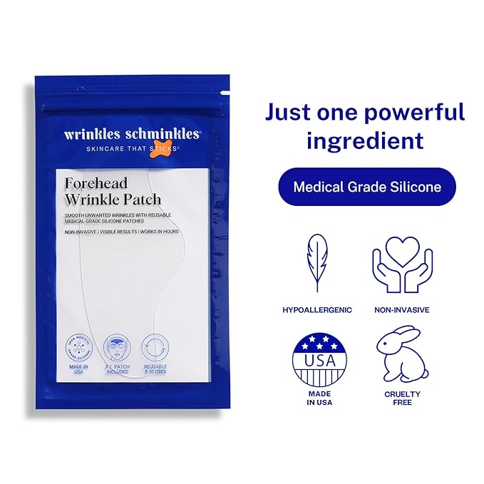 Wrinkles Schminkles Forehead Wrinkle Patches, 1-Pack, Reusable Hypoallergenic Silicone Smoothing Pads for Reducing Frown Lines & Face Lift Overnight-VivaGrace Women
