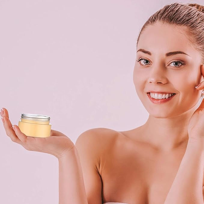 SATINIOR 24 Pieces Empty Clear Plastic Jars with Lids Round Storage Containers Wide-Mouth for Beauty Product Cosmetic Cream Lotion Liquid Butter Craft and Food (Gold Lid,1 oz)-VivaGrace Women