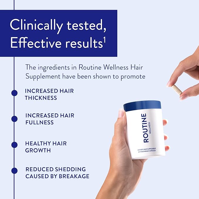 Routine Wellness Hair Growth Supplement - Clinically Proven for Thicker, Fuller Hair - Reduces Wrinkles, Fine Lines - Gluten Free, Ideal for Women & Men with Thinning Hair - 1 Bottle, 30 Day Supply-VivaGrace Women