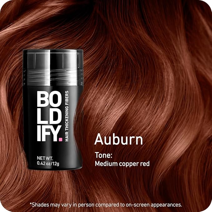 BOLDIFY Hair Fibers (12g) - Fill In Thinning and Fine Hair for an Instantly Fuller, Thicker Look - 14 Shades for Women & Men - Auburn-VivaGrace Women
