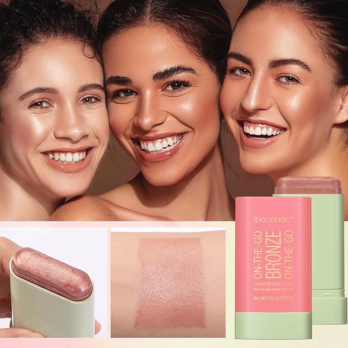 Cream Contour Stick, Face Shimmer Bronzer Stick, Blendable Natural Glow Highlighter Makeup Stick, Multi-Use Tinted Solid Moisturizer Stick,Body Face Illuminator Luminizer,02 Soft Glow-VivaGrace Women