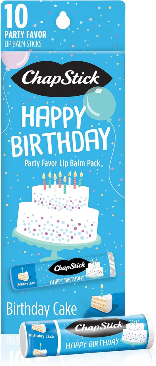 Chapstick Party Favor Lip Balm Gift Pack Happy Birthday 10 sticks 0.15 oz each-VivaGrace Women