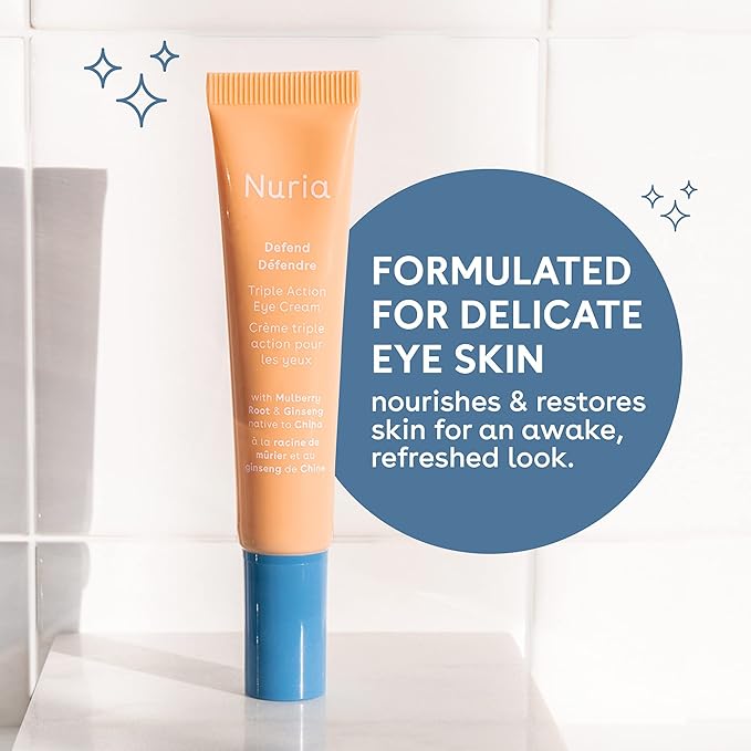 Nuria - Defend Triple Action Eye Cream for Dark Circles, Puffiness and Fine Lines, Nourishing Under Eye Cream with Ginseng and Mulberry Root, 15mL/0.5 fl oz-VivaGrace Women