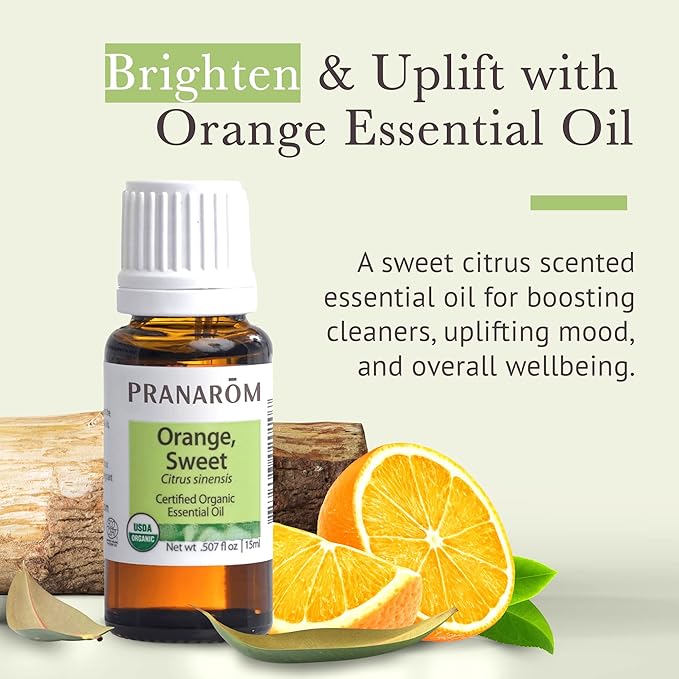 Pranarom USDA Certified Organic Sweet Orange Essential Oil (15ml), 100% Pure Undiluted Therapeutic Grade from Mexico for Aromatherapy, Diffuser, Citrus Scent, Soothing, DIY Cleaning-VivaGrace Women