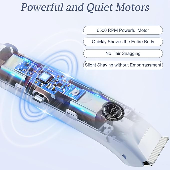 Bikini Trimmer for Women, 4 in 1 Wet/Dry Electric Razors for Women - Dual Head, Painless Rechargeable Portable Womens Razors for Shaving Set for Face, Nose, Eyebrows, Armpits, Bikini Area (Blue)-VivaGrace Women