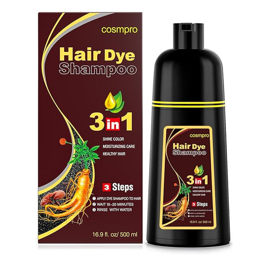 Dark Brown Hair Dye Shampoo 3 in 1 for Gray Coverage for Women Instant Natural Hair Color Shampoo Semi Permanent 500ML - Champu Para Canas Mujer-VivaGrace Women