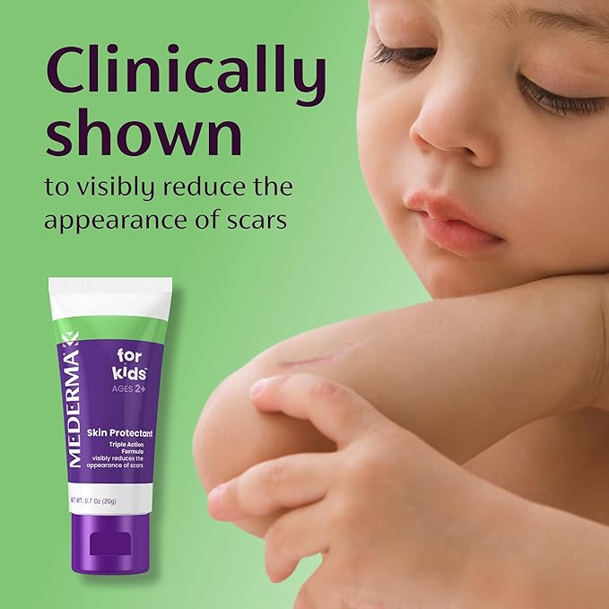 Mederma Scar Gel for Kids - Reduces Appearance of Old & New Scars from Cuts, Burns, Surgery, Insect Bites & Scrapes, Grape Scented, Goes on Purple & Rubs in Clear, Ages 2+, 0.70 Oz-VivaGrace Women