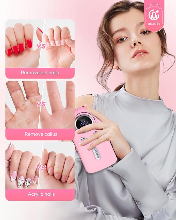 CozyZen Cordless Nail Drill Professional: 45000 RPM Rechargeable Electric Nail File Kit, Portable & Low Noise for Acrylic, Gel Nails, Manicure & Pedicure - Salon & Home Use-VivaGrace Women