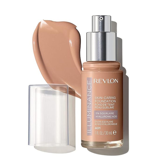 Revlon Illuminance Skin-Caring Liquid Foundation, Hyaluronic Acid, Hydrating and Nourishing Formula with Medium Coverage, 401 Light Coffee (Pack of 1)-VivaGrace Women