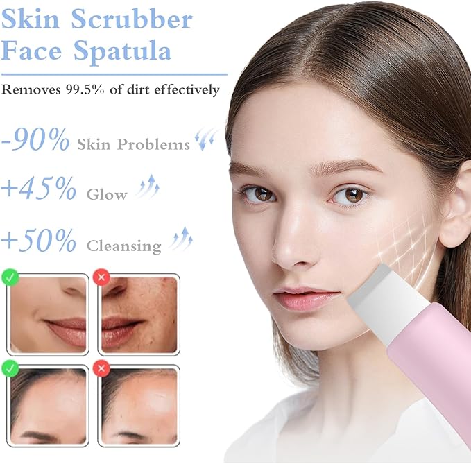 Skin Scrubber Face Spatula Skin Spatula Pore Cleaner Blackhead Remover Tools for Facial Deep Cleansing Skin Care Tool for Men and Women (Pink)-VivaGrace Women