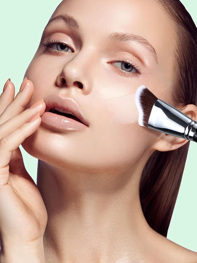EIGSHOW Foundation Brush with Wave Shaped Head for Liquid, Cream, Powder Blending Cheekbones Jawline, Large Premium Dense Synthetic Bristles (F659)-VivaGrace Women