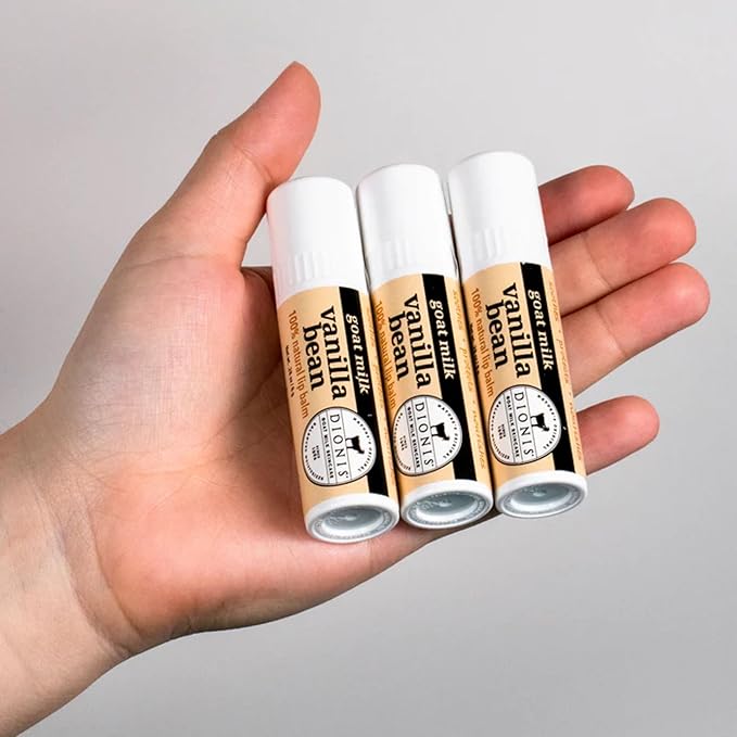 Dionis - Goat Milk Skincare Vanilla Bean Scented Lip Balm - Set of 6 (0.28 oz) - Made in the USA - Cruelty-free and Paraben-free-VivaGrace Women