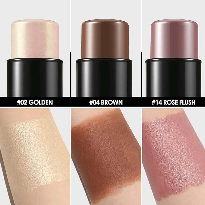 FOCALLURE 3 Pcs Cream Contour Sticks,Shades with Highlighter & Bronzer & Blush,Non-greasy Long-wear Face Contouring Pen,Easy to Sculpt the Face and Create a Lightweight Finishing Makeup,NEUTRAL-VivaGrace Women