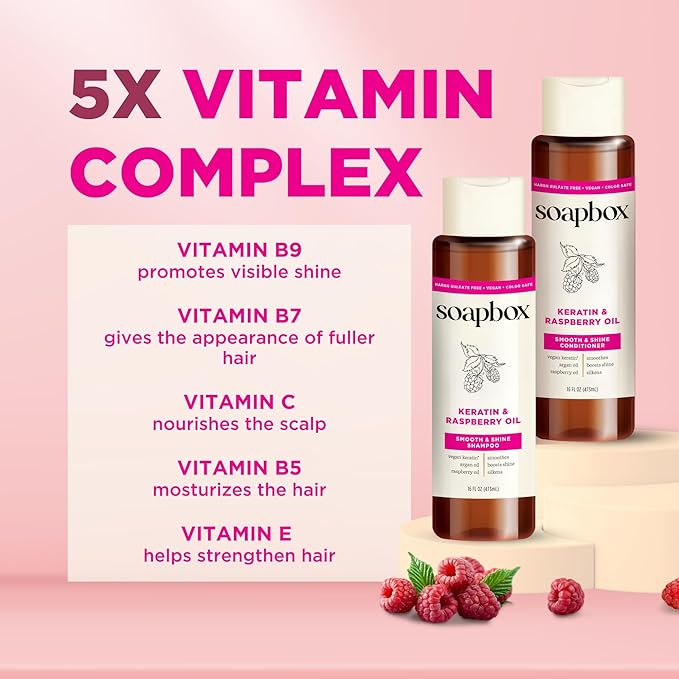 Soapbox Shine Boosting Keratin Shampoo & Conditioner Set with Argan Oil, Pack of 2 Harsh Sulfate & Paraben Free, Silicone Free, Color Safe, and Vegan Hair Products, 16 Ounces Each-VivaGrace Women