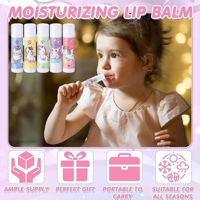 100 Pcs Unicorn Party Favors Lip Balms Bulk for Kids Birthday Party Moisturizing Lip Balm for Unicorn Themed Celebration Gifts Lip Care Products for Classroom Rewards Favor Party Supplies-VivaGrace Women