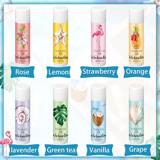48 Pcs Beach Wedding Favors Thank You Lip Balms Bulk Wedding Lip Balm Appreciation Gift Flamingo Lip Balms Tropical Bridal Lip Balm for Guest Bridesmaid Bachelorette Party Graduate Teacher-VivaGrace Women
