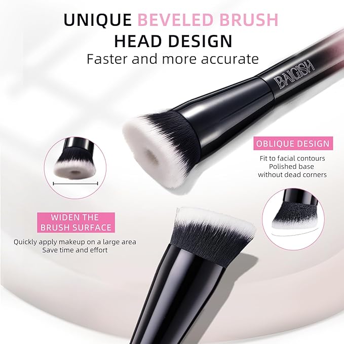 Makeup Brush Set, Flat Top Kabuki Brush Premium Foundation Brush for Liquid, Cream, and Powder with 2 Makeup Sponge for Foundation, Powder, Blush, and Concealer-VivaGrace Women