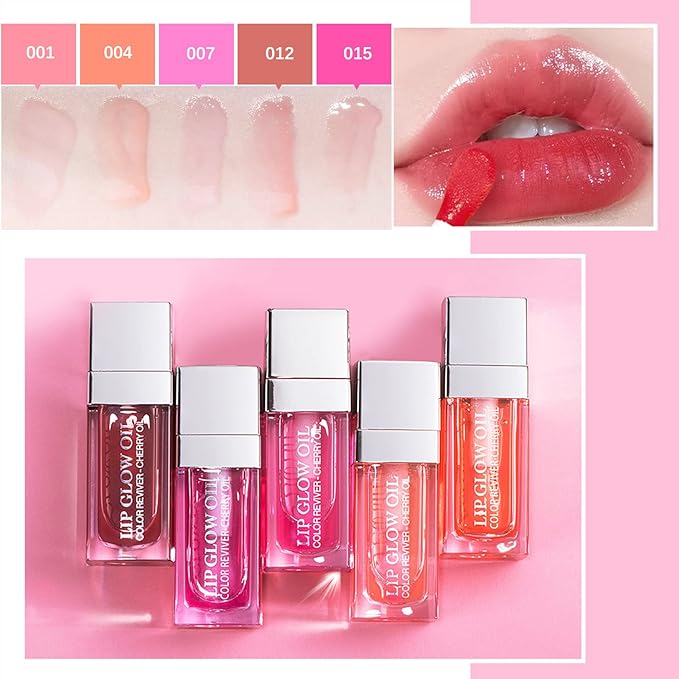 Lip Oil Hydrating Tinted Lip Balm, Plump Lip Gloss Lip Care Transparent Toot Lip Oil Tinted, Glass Lip Glow Oil Fresh Texture & Non-sticky, Nourishing Repairing Lightening Lip Lines Lip Care (001#)-VivaGrace Women