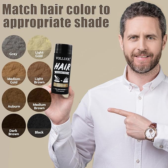 VOLLUCK Hair Fibers for Thinning Hair, Instant Coverage Hair Building Fibers for Women and men, Natural Hair Powder for Conceal Hair Loss 28 g (Medium Blonde)-VivaGrace Women