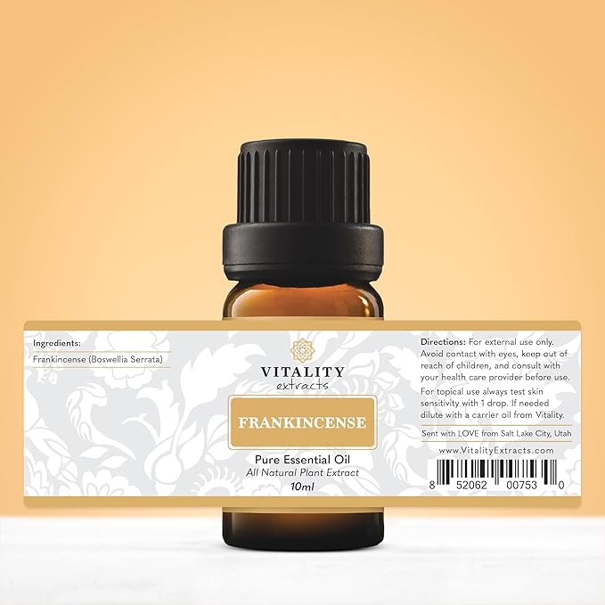 Vitality Extracts Frankincense Essential Oil - 10ml, Boswellia Serrata, Aromatherapy, Skin Care, Natural Calm, Rest & Relaxation, Yoga, Comfort-VivaGrace Women