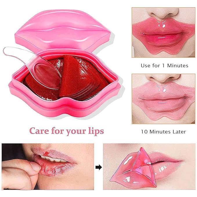 20Pcs Moisturizing/Plumping Lip Mask, Restores Moisture Mask for Dry Lips and Lines Overnight Care, Gel Treatment Masks (Pink)-VivaGrace Women