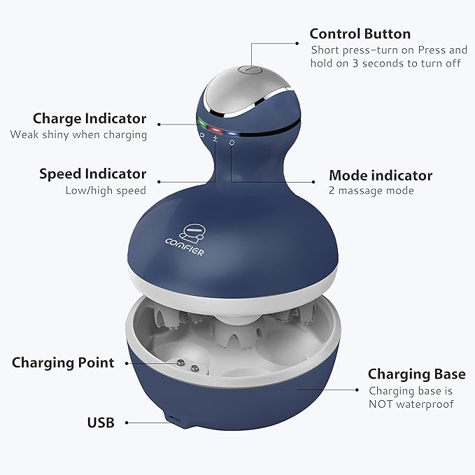 COMFIER Cordless Electric Scalp Massager with Mutlti-Modes Vibration, Handheld Cat Head Massager for Pets, Portable Dog Head Massage for Deep Clean and Stress Relax-VivaGrace Women