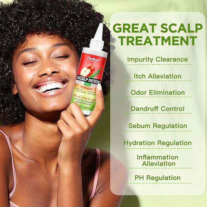 Rosemary & Apple Scalp Exfoliating Tonic - Scalp Detox Serum Deep Cleansing & Clarifying Treatment for Buildup, Dry Flaky Scalps - Soft Silicone Hair Scalps Massager Shampoo Brush for All Hair Types-VivaGrace Women