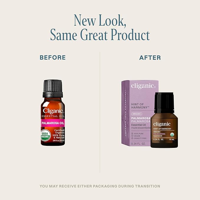 Cliganic Organic Palmarosa Essential Oil, 100% Pure Natural Undiluted (10ml), for Aromatherapy | Non-GMO Verified (Packaging May Vary)-VivaGrace Women