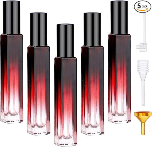 Segbeauty 5 Packs Perfume Bottles Empty, 10ML Refillable Portable Cologne Sprayer, Glass Spray Bottles for Dispensing Liquid Cosmetic, Mini Travel Size Perfume Atomizer Sample Container for Frangrance-VivaGrace Women