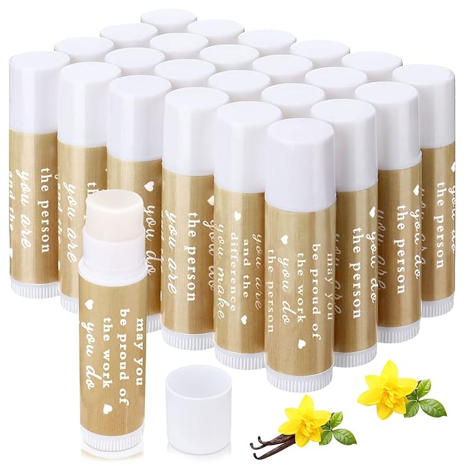Demissle Thank You Gifts for Coworker Lip Balm Bulk Set Inspirational Appreciation Gifts Leaving Farewell Gifts Vanilla Ingredients Lips Care Products for Friends Teacher Worker Employee (24 Pcs)-VivaGrace Women