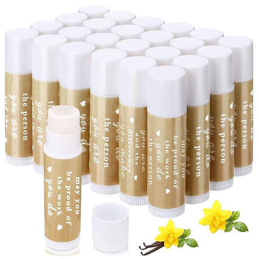 Demissle Thank You Gifts for Coworker Lip Balm Bulk Set Inspirational Appreciation Gifts Leaving Farewell Gifts Vanilla Ingredients Lips Care Products for Friends Teacher Worker Employee (24 Pcs)-VivaGrace Women