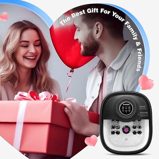 Collapsible Foot Spa Bath with Heat, Remote Control, Temperature Control, Bubbles, Pumice Stone, Red Light, Timer, 16 Massage Roller Pedicure Foot Spa Foot Soaker for Soothe & Relax Tired Feet-VivaGrace Women