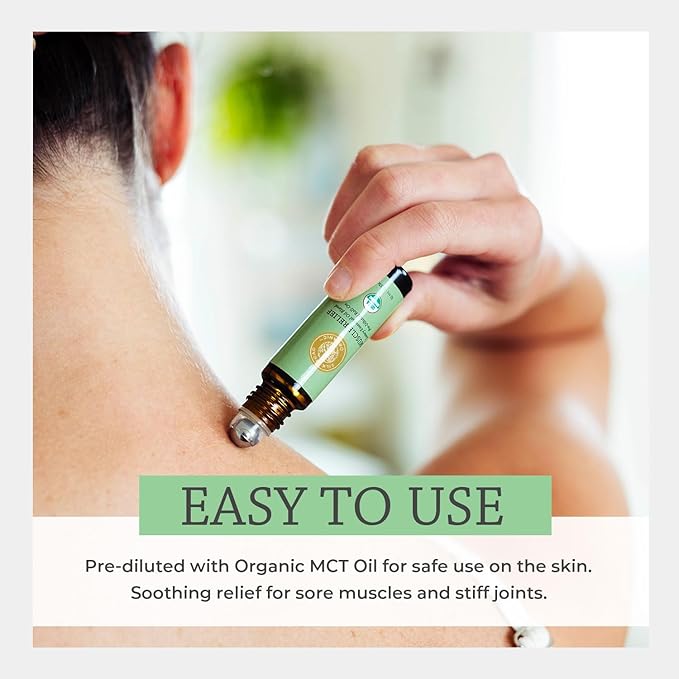 Silk Road Organic Muscle Relief Essential Oil Blend Roll On, 100% Pure USDA Certified Aromatherapy for Muscle Aches & Stiff Joints with Peppermint & Ginger - 10 ml Roller-VivaGrace Women