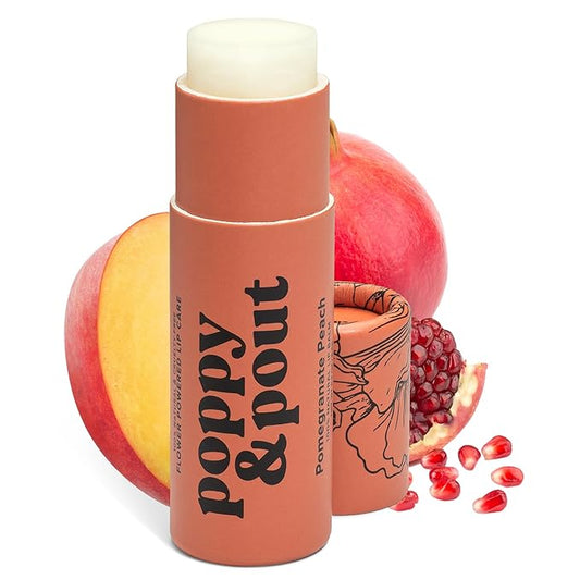 Poppy & Pout Pomegranate Peach Jumbo Lip Balm | All Natural Lip Balms & Moisturizers | Hydrates with Beeswax, Vitamin E, Organic Coconut Oil | Cruelty-Free | Lip Balm in Recyclable Cardboard Tube-VivaGrace Women