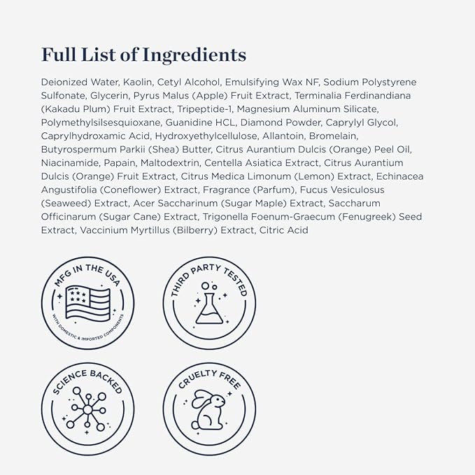 Firm + Balance Mineral Mask for Aging Skin- Exfoliating Clay Mask for Evening Complexion- Lift, Firm, Tighten Skin w/Pineapple & Papaya Enzymes, Tripeptides, Kakadu Plum-VivaGrace Women