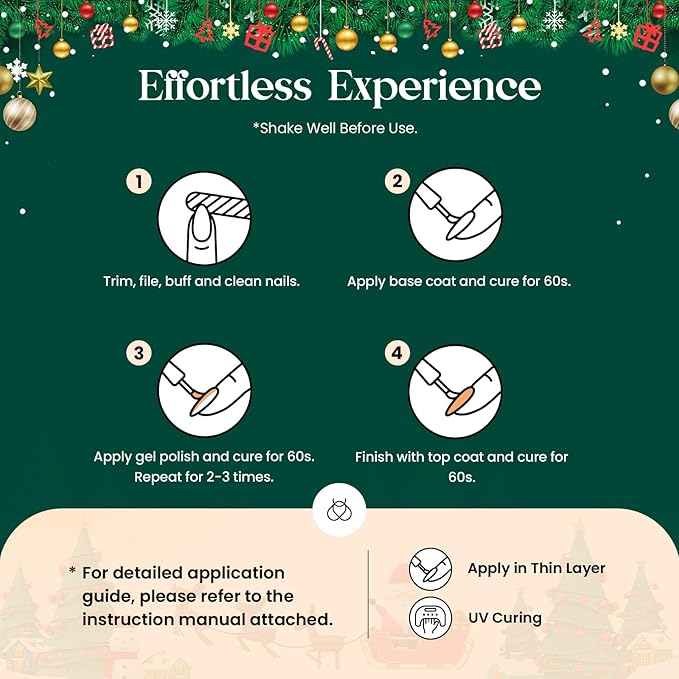 Beetles Glitter Gel Nail Polish, 6 Colors Red Green Gel Nail Polish Set Soak Off Uv LED Nail Lamp Reflective Glitter Nail Art DIY Home Nails Manicure Gifts for Women Her Girls-VivaGrace Women