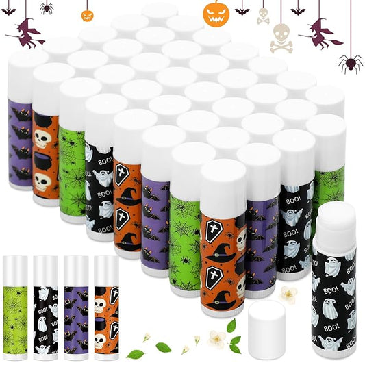 40 Pcs Halloween Lip Balm Ghost Spiderweb Skull Bat Lip Moisturizers for Halloween, 4 Styles-VivaGrace Women