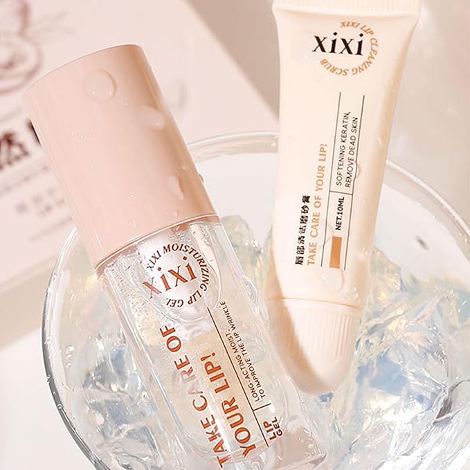 Lip Care Lip Scrub And Moisturizing Gel Set Sleeping Exfoliating Natural plant Oil Korean Therapy For Fuller Plumper-VivaGrace Women