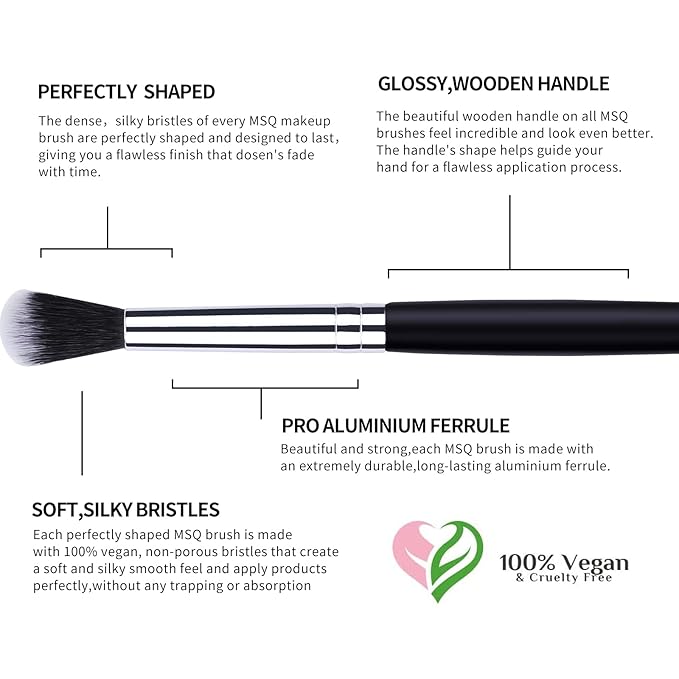 MSQ Eye Makeup Brushes 12pcs Eyeshadow Makeup Brushes Set with Soft Synthetic Hairs & Real Longer Wood Handle for Eyeshadow, Eyelash,Eyebrow, Eyeliner, Blending, Conclear(Black)-VivaGrace Women